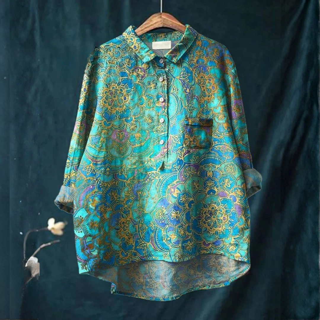 Alessa™ | Camicia di Lino Raffinato con Motivo