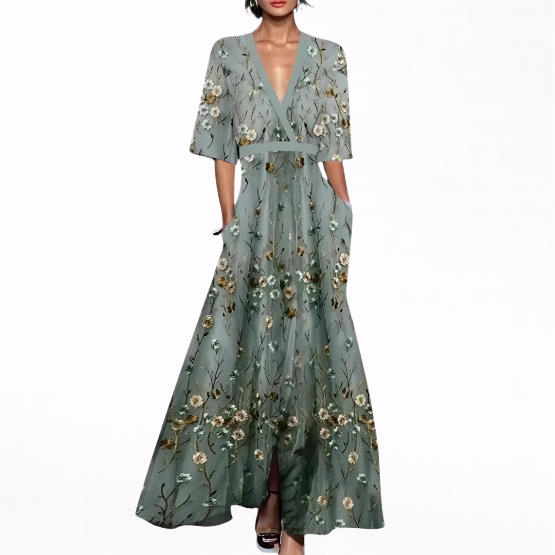 Alma | Abito Lungo Elegante con Fiori