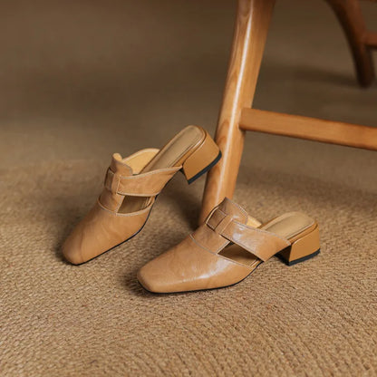 Andie mules in vera pelle