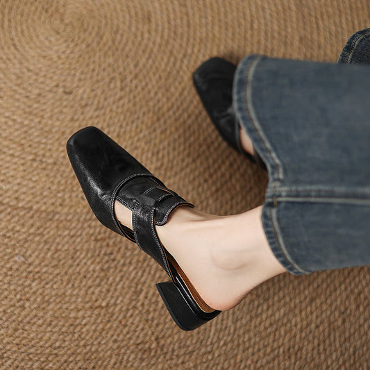 Andie mules in vera pelle