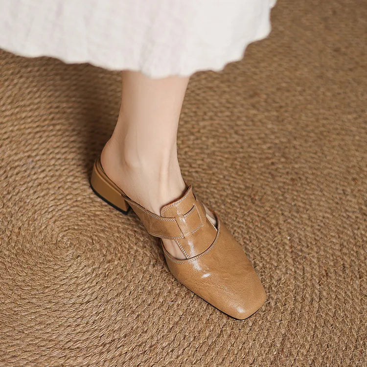 Andie mules in vera pelle