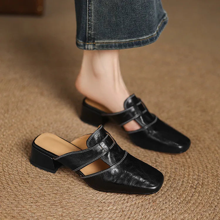 Andie mules in vera pelle