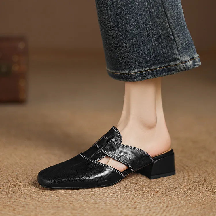 Andie mules in vera pelle