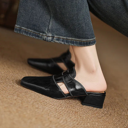 Andie mules in vera pelle
