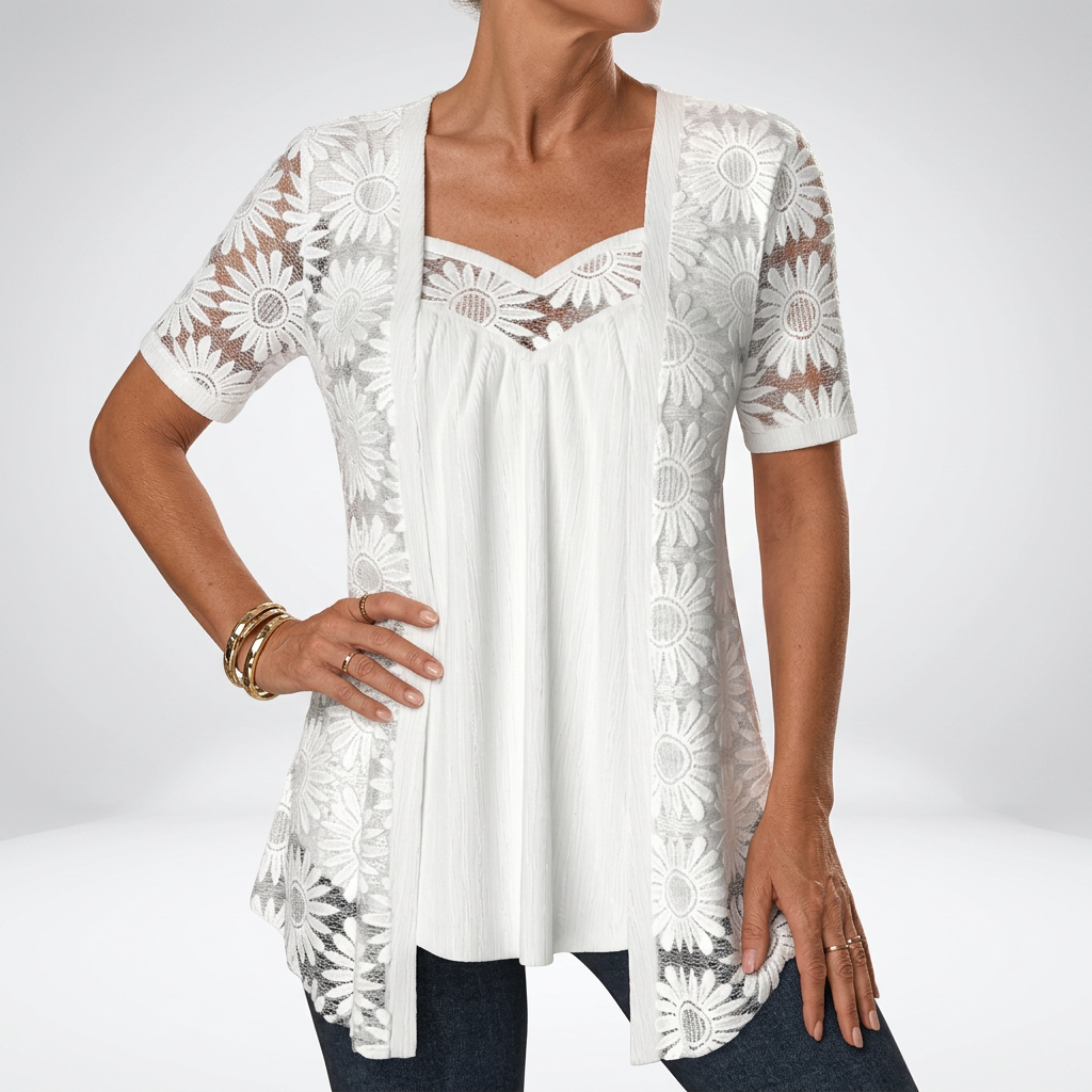 Prudence | Blusa bianca in pizzo con eleganza leggera 3