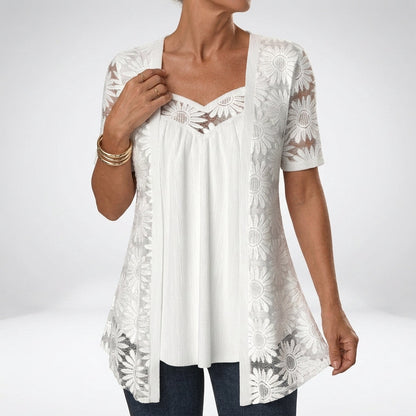 Prudence | Blusa bianca in pizzo con eleganza leggera 2