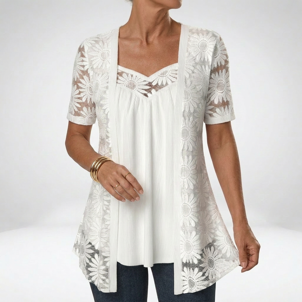 Prudence | Blusa bianca in pizzo con eleganza leggera 4