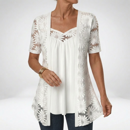 Prudence | Blusa bianca in pizzo con eleganza leggera 4