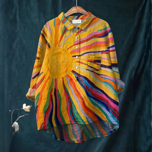 Elara™ | Camicia in Lino Senza Tempo con Motivo