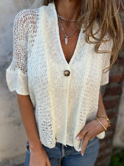 Carola | Gilet in Maglia Traforata con Bottone 7