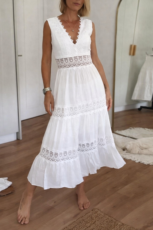 Aurélie | Abito in Pizzo Elegante con Scollo a V