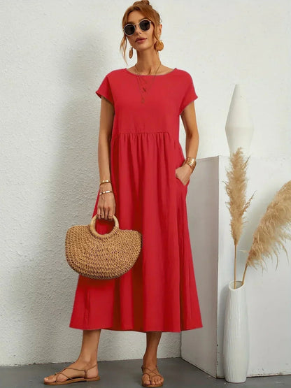 Cintia | Abito Midi Morbido con Tasche