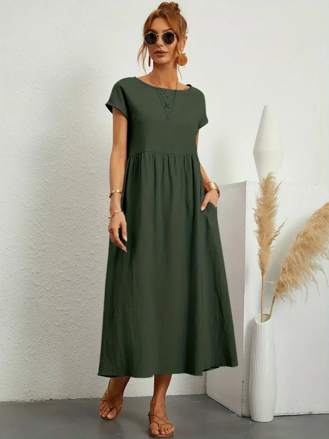 Cintia | Abito Midi Morbido con Tasche