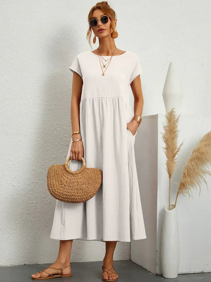 Cintia | Abito Midi Morbido con Tasche