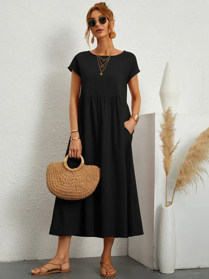 Cintia | Abito Midi Morbido con Tasche