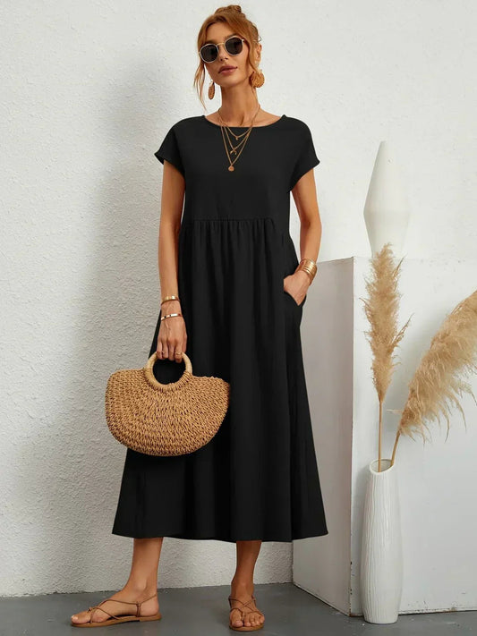 Cintia | Abito Midi Morbido con Tasche