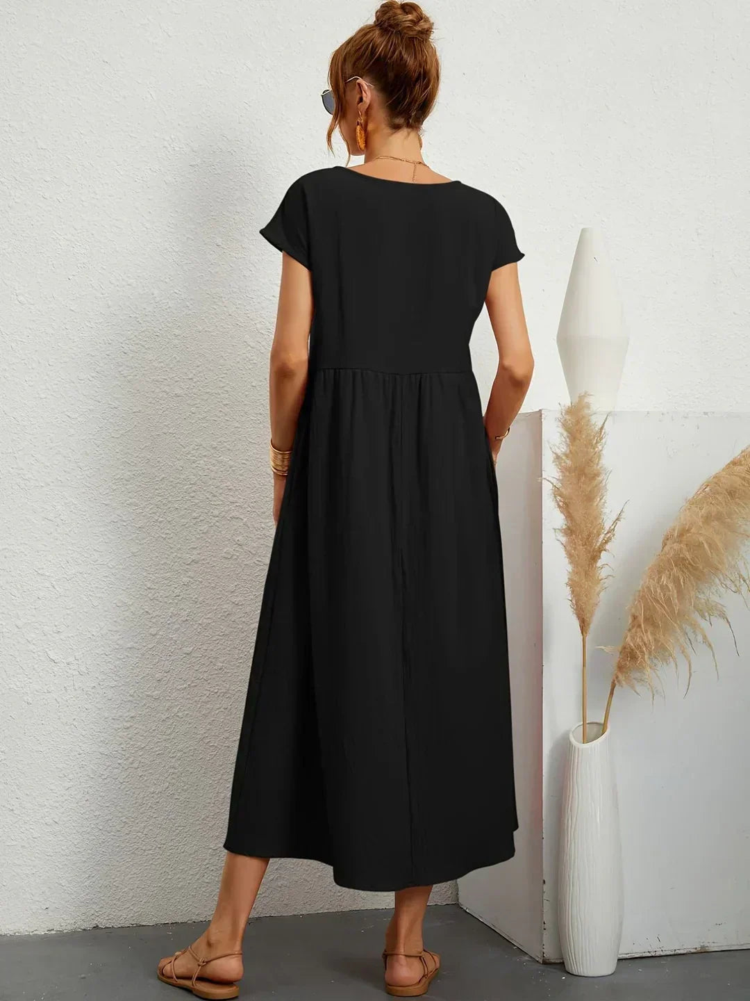 Cintia | Abito Midi Morbido con Tasche